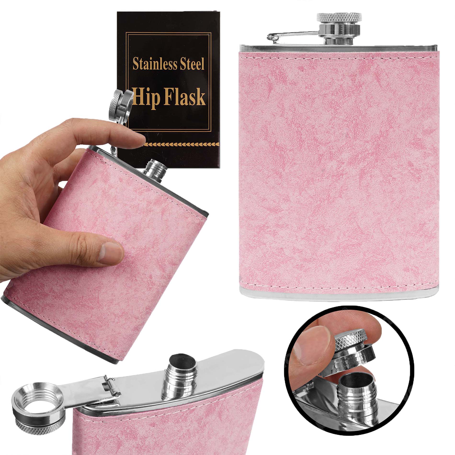 Wiskera En Acero Inoxidable De 8 Oz Rosa